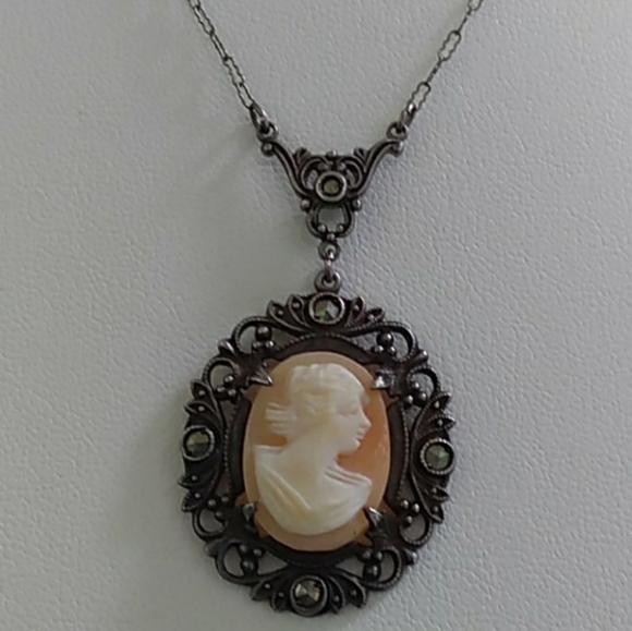 ANTIQUE Sterling Silver HandCarved Cameo GERMANY - Picture 4 of 16